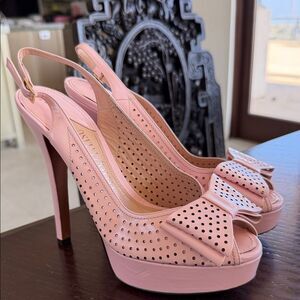 Chic Pink Peep-Toe Slingback Heels